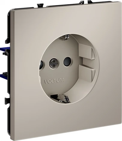 Розетка с заземлением и шторками (кашемир) Voltum S70 VLS040203