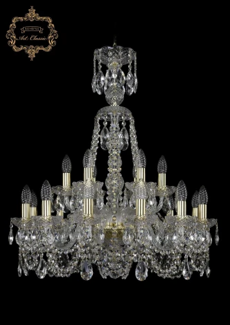 Подвесная большая люстра Art Classic 11.11 11.11.12+6.240.XL-79.Gd.Sp (220V, хрусталь, на цепи, подсвечник, свеча)