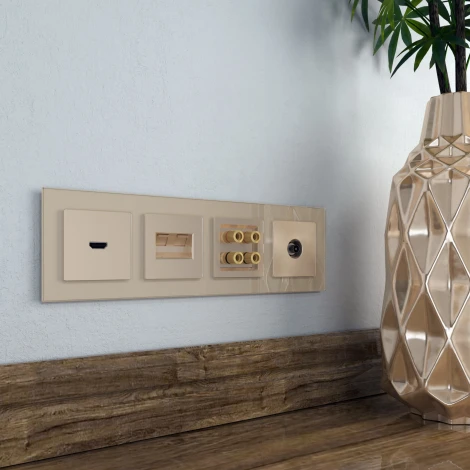 Накладка для двойной розетки Еthernet RJ-45 (шампань) Werkel W1191111 (a050852)