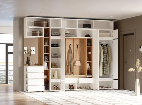 Модульная прихожая Роут комплектация 1 (Роут белый комплектация 1) Woodville арт.596583