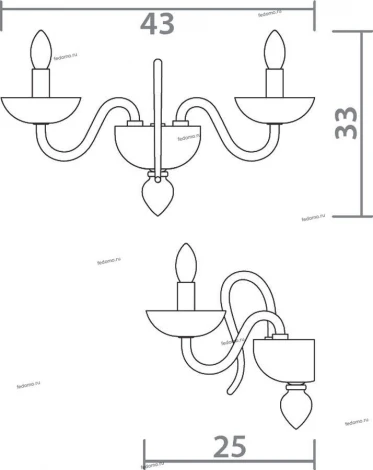Бра Divinare Pallada 6004/03 AP-2 (220V, подсвечник, свеча)