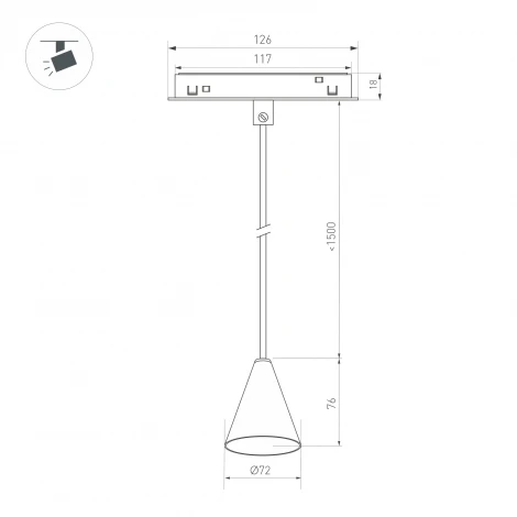 Трековый светильник магнитный светодиодный MAG-ORIENT-CONE-HANG-7W Day4000 (BK, 40 deg, 48V) (Arlight, IP20 Металл) 036391
