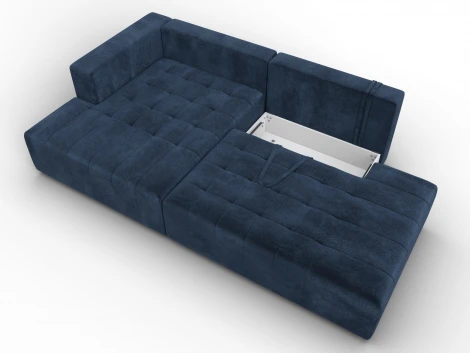 Диван угловой Лига-103 НПБ угол левый (ДСП,Брус,Фанера,Велюр/Синий) Лига Диванов 134806L