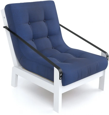 Кресло Arsko Локи белая эмаль синяя рогожка