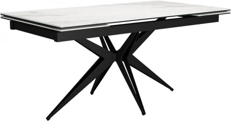 Стол DikLine KW160 мрамор С41 (керамика белая)/опоры черные 00-00069810