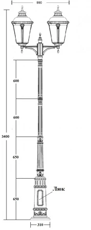 Наземный фонарь IP44 Oasis Light MUNICH 2L 79759LA E7 Gb (220V, фонарь)