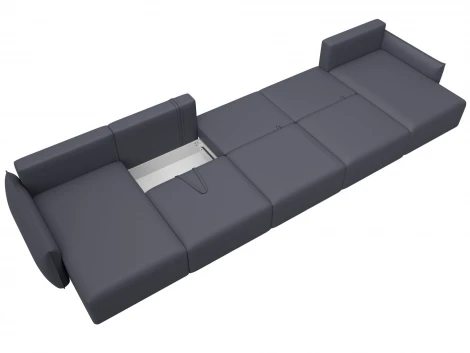 Диван П-образный Лига-051 НПБ МегаЛонг (ЛДСП,Брус,Фанера/Пластик/Экокожа/Серый) Лига Диванов 129901