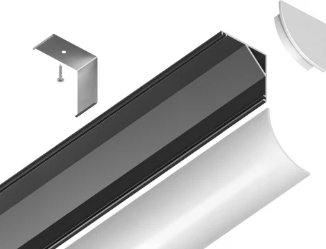 Алюминиевый профиль угловой круглый для светодиодной ленты до 9,78мм Ambrella Illumination GP2100BK