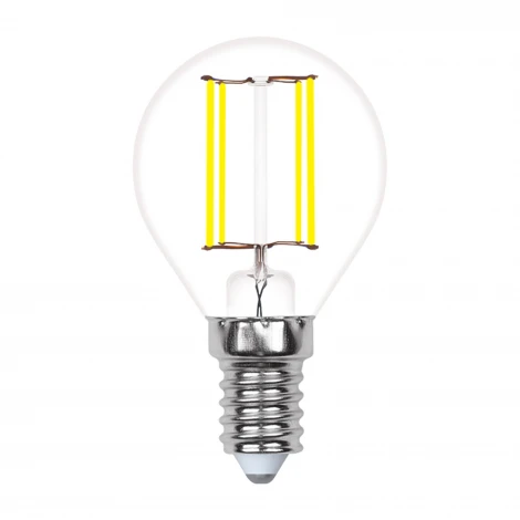 Лампочка светодиодная шар прозрачная E14 5W 3000K Uniel LED-G45-5W/WW/E14/CL/MB GLM10TR