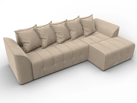 Диван угловой Лига-113 угол правый (ДСП,Велюр/Бежевый) Лига Диванов 136721