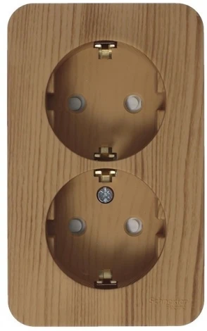 Розетка накладная двойная с заземлением и шторками (ясень) Systeme Electric Blanca BLNRA011215