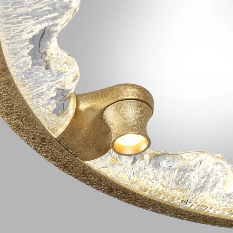 Подвесной светильник Odeon Light Cayon 7002/44L золотой ice crack/акрил/хрусталь с ПДУ IP20 LED 44W 2417Лм 3000/4000/5700K (220V, на тросе, круглые)