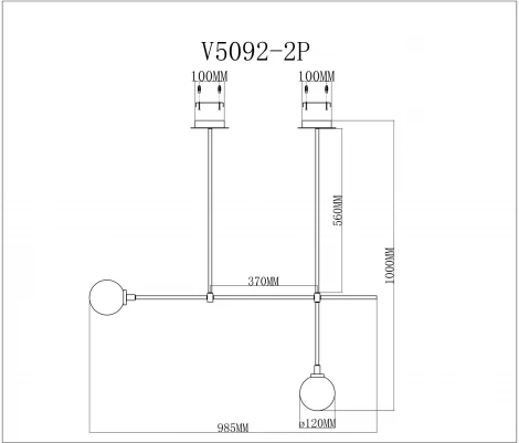 Потолочная люстра на штанге Moderli Lingdal V5092-2P (220V, шарики)