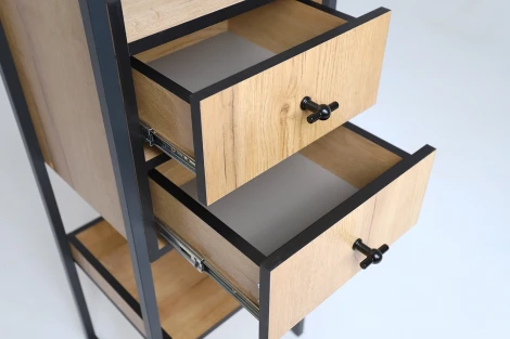 Стеллаж Берген-3, Дуб крафт золотой/Черный, Ивару