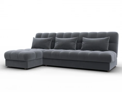 Диван угловой Лига-116 НПБ угол левый (ДСП,ЛДСП,Велюр/Серый) Лига Диванов 136954L