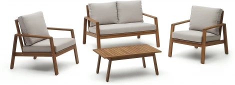 Frares Комплект 2-местный диван, 2 кресла и журнальный столик из массива акации La Forma (ex Julia Grup) арт.158152