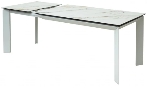 Стол CREMONA 180 KL-188 Контрастный мрамор матовый, итальянская керамика/ белый каркас М-City