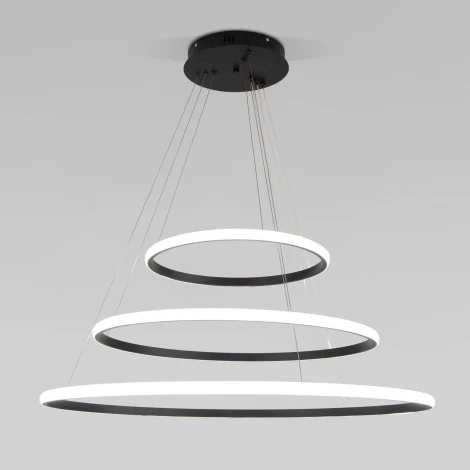 Подвесной светодиодный светильник ярусный Collars 90264/3 черный Eurosvet (регулировка яркости, 220V, пульт управления, на тросе)