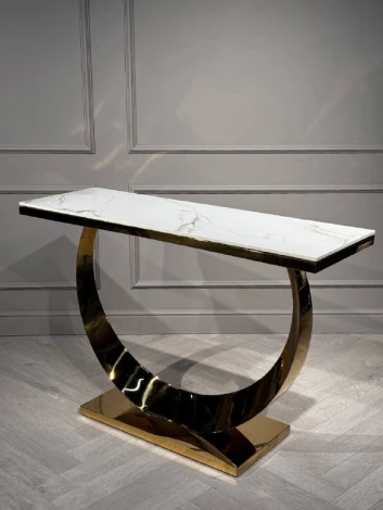 Стол-консоль IST-CASA Прайм IST-803,120х40х78 см, жемчужный белый/золотой