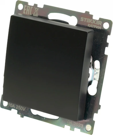 Переключатель одноклавишный перекрестный (черный) Stekker Катрин 49177