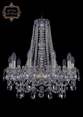 Подвесная люстра Art Classic 11.25 11.25.10.200.h-63.Gd.Sp (220V, хрусталь, на цепи, подсвечник, свеча)
