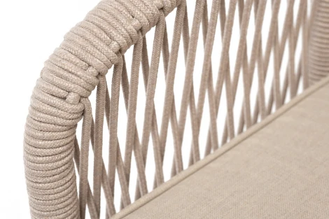"Канны" кресло плетеное из роупа, каркас алюминий белый муар, роуп бежевый круглый, ткань бежевая 15052 4SIS арт.УТ-00009982