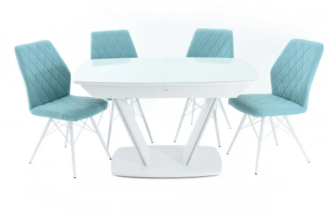 Стол Дрезден, Белый/Белый матовый шагрень, Аврора