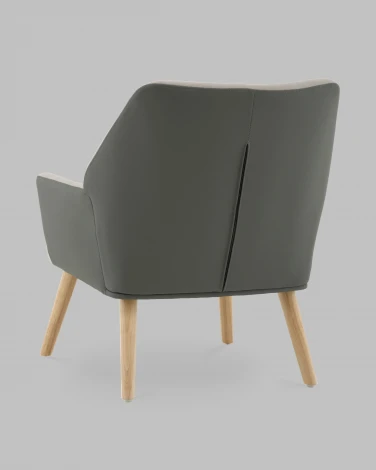 Кресло Харви серый с серой экокожей деревянные ножки Stool Group арт.УТ000040121