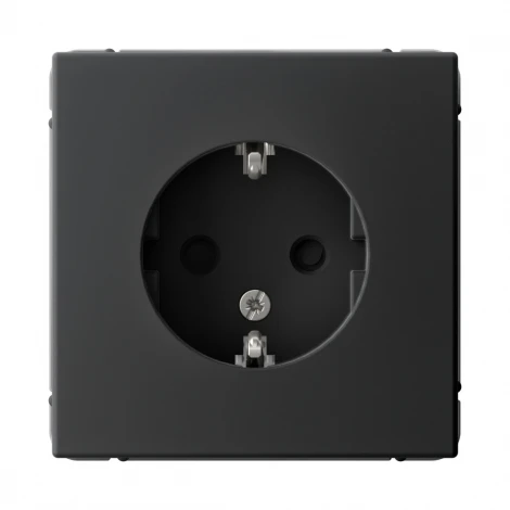 Розетка с заземлением и шторками (карбон) Systeme Electric GAL001045