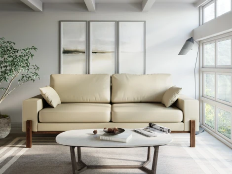 Диван Arsko прямой Хангель экокожа молочная