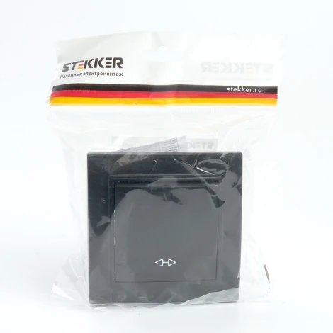 Переключатель одноклавишный перекрестный (черный) Stekker Эрна 39927