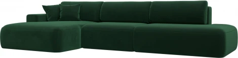 Диван угловой Лига-036 НПБ Модерн Лонг левый угол (Зеленый/Велюр) Лига Диванов арт.121427L