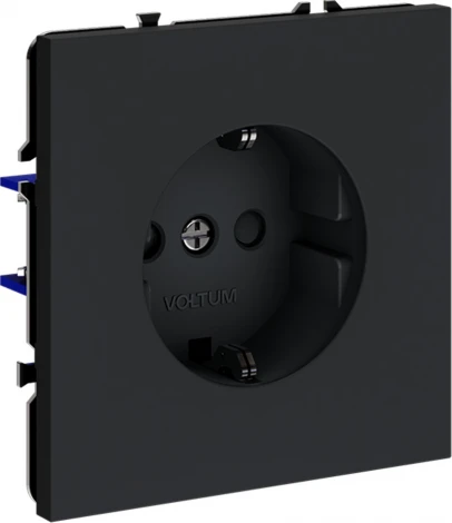Розетка с заземлением и шторками (графит) Voltum S70 VLS040207