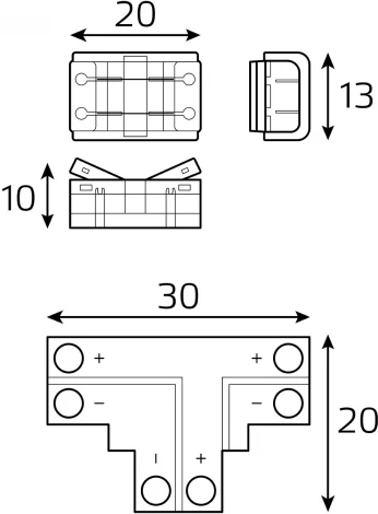 Набор коннекторов Gauss BT400 Т-образный коннектор, 3 клипсы, 8-10 мм