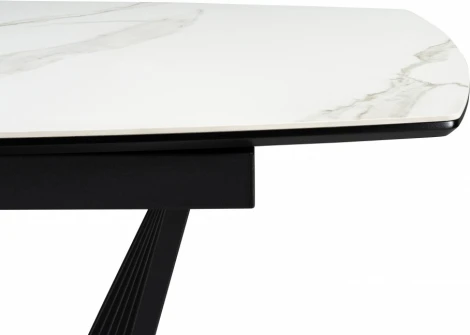 Керамический стол Notta Вейл 140(180)х80 белый мрамор snow white / черный арт.614248