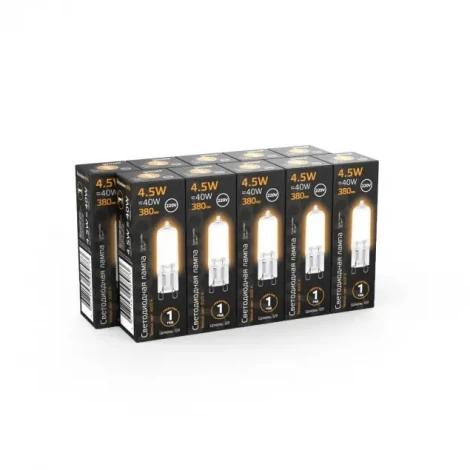 Лампочка светодиодная капсульная прозрачная колба G9 4 Вт 380 lm 3000K теплое белое свечение Gauss 107809104