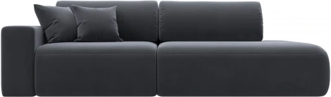 Диван прямой Лига-036 НПБ Модерн подлокотник слева (Серый/Велюр) Лига Диванов арт.121344L