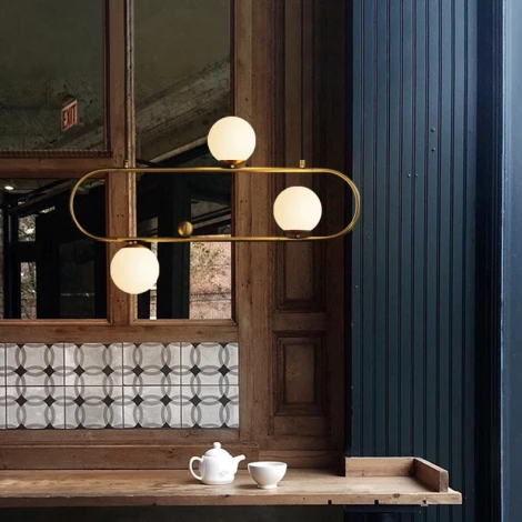 Подвесной реечный светильник Hoop L90 Латунь ImperiumLoft Hoop L (101675-26) (220V, на проводе, шарики)