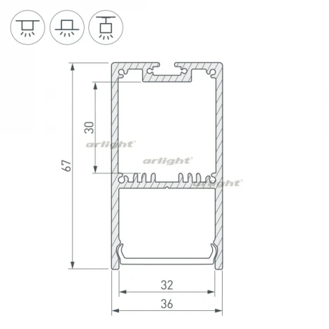 Профиль SL-LINE-3667-2000 ANOD (Алюминий) 019299 Arlight SL-LINE