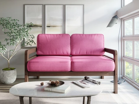 Диван Arsko прямой Бергер М орех рогожка розовая