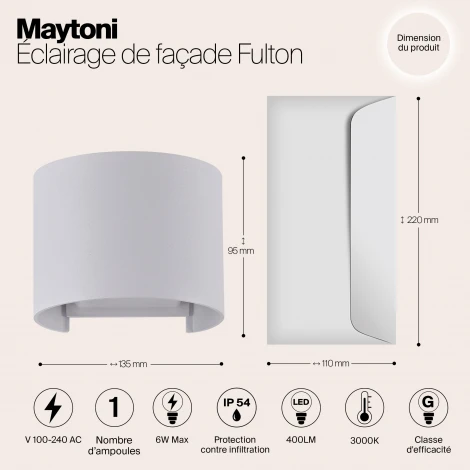 Настенный светильник уличный Maytoni Fulton O573WL-L6W