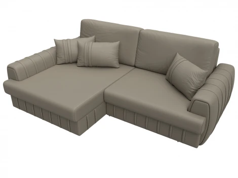 Диван угловой Лига-057 НПБ угол левый (ЛДСП,Брус,Фанера/Пластик/Экокожа/Бежевый) Лига Диванов 130032L