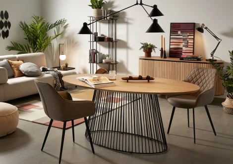 Обеденный стул La Forma (ex Julia Grup) Amira (Серый,Бежевый/ Сталь,Фанера,Пена)