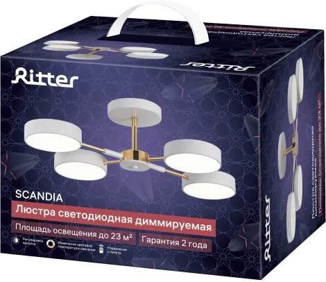 Потолочная люстра светодиодная на штанге с ДУ Ritter Scandia 51628 0