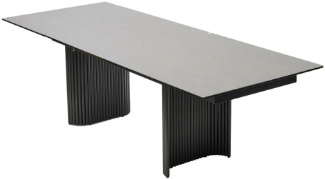 Стол M-City RAGNAR 180 цвет 1699 Серая кожа, керамика / Темно-серый каркас