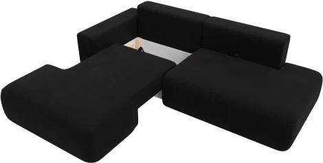 Диван угловой Лига-036 НПБ Модерн левый угол (Черный/Микровельвет) Лига Диванов арт.121399L