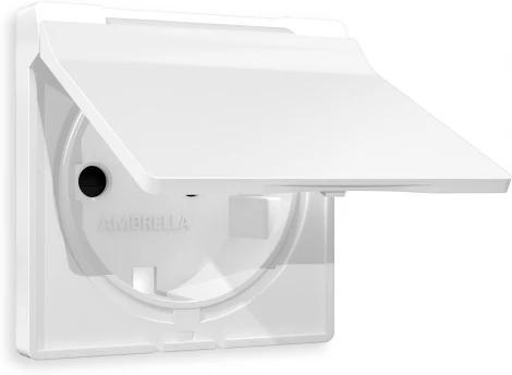 Лицевая панель Ambrella Volt ALFA (Белый матовый) для электрической розетки с/з со шторками и крышкой IP44 QUANT AP1280