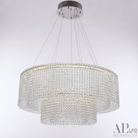 Подвесная люстра светодиодная APL LED Sicilia SH02.73.2D.A.Ni.4000 (220V, хрусталь, на тросе)