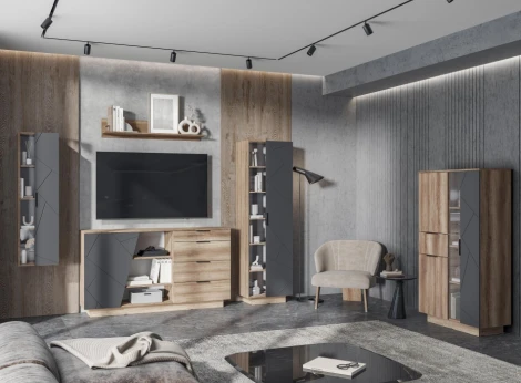 Комод Woodville Диамо КМ 01 софт графит / дуб каньон 545998