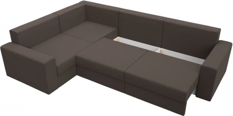 Диван угловой Майами Long левый угол (Коричневый/Рогожка) Лига Диванов арт.122906L